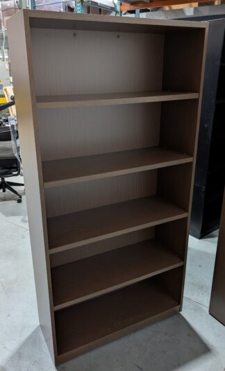 Walnut Laminate 36"x14"x6"H 5-Shelf Bookcase - Used