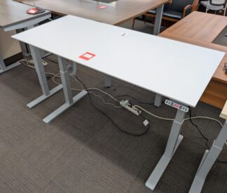 Teknion White/Silver Electronic Height-Adjustable Table - Used