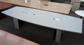 Grey Woodgrain 10'x4' Conference Table w/ Electrical Grommets - Used