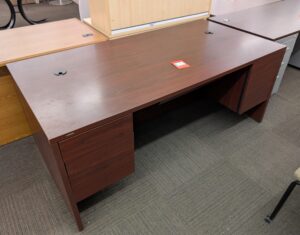 HON Mahogany 6'x3' Double Hanging Ped Desk - Used