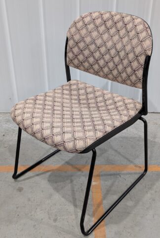 Beige Patterned Fabric Sled-Base Stacking Chairs - Used