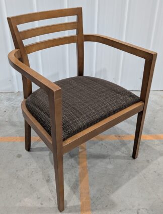 Cherry Frame Brown Fabric Side Chair - Used