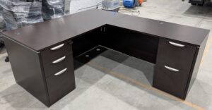 Harmony Espresso 66"x78" L-Shape Desk Set w/ 2 Peds - Used