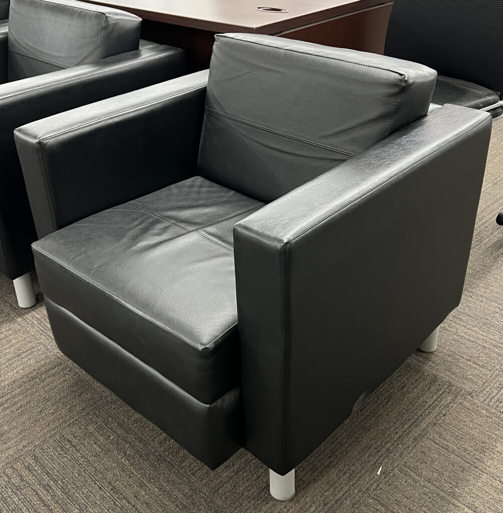 Black Leather Club Chair - Used