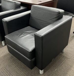 Black Leather Club Chair - Used