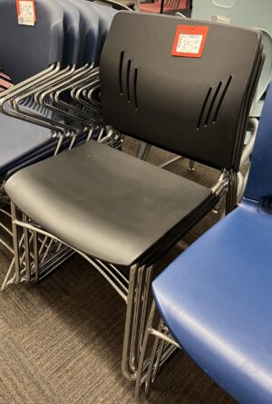 Black Plastic Stack/Visitor Chair w/ Silver Sled Base - New Surplus