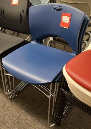 Navy Blue Plastic Stack/Visitor Chair w/ Silver Sled Base - Used
