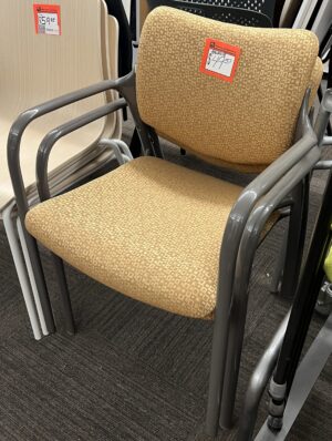 Haworth Patterned Beige Fabric Visitor/Stack Chair w/ Arms - Used