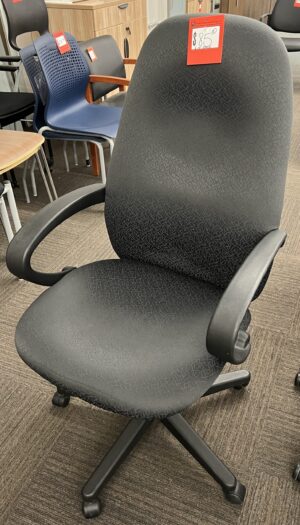 Black Patterned Fabric Task Chair w/ Fixed Arms - Used