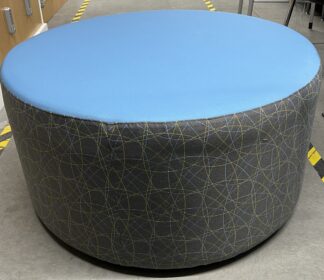 OFS 3' Diameter Blue w/ Geometric Pattern Ottoman - Used