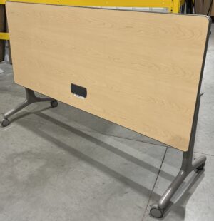 All-Steel 30"72" Maple Top w/ Clamping Metallic Base Mobile Nesting Table - Used
