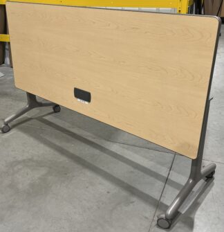 All-Steel 30"72" Maple Top w/ Clamping Metallic Base Mobile Nesting Table - Used
