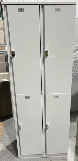 12"x18"x64"H 2-Tiered 4-Door Light Grey Lockers - Used