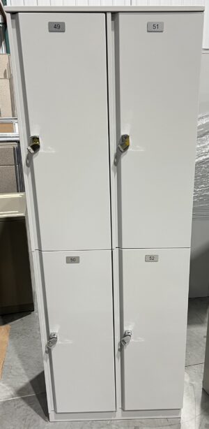12"x18"x64"H 2-Tiered 4-Door Light Grey Lockers - Used