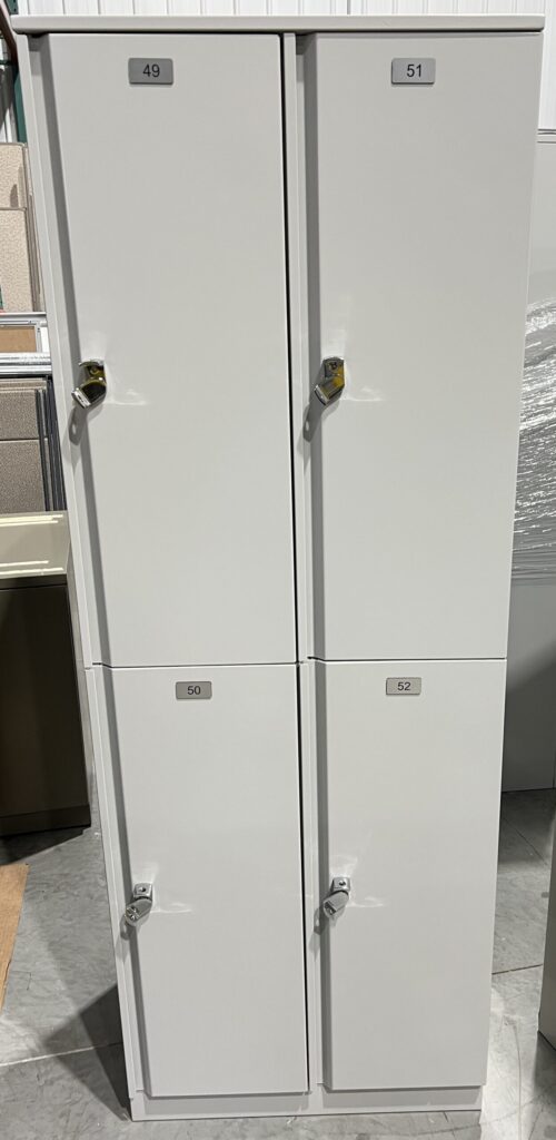 12"x18"x64"H 2-Tiered 4-Door Light Grey Lockers - Used