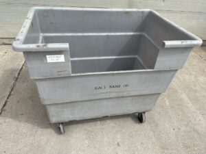 31”x47”x38” (tall) Gray Plastic Tub Carts with Side Cut-Outs - Used