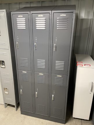 Charcoal 12"W x 158"D x 36"H (84" Overall) Double-Tier Lockers - New Surplus