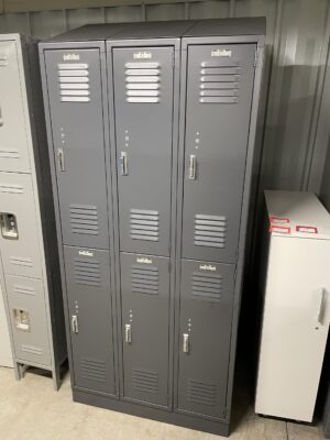 Charcoal 12"W x 158"D x 36"H (84" Overall) Double-Tier Lockers - New Surplus