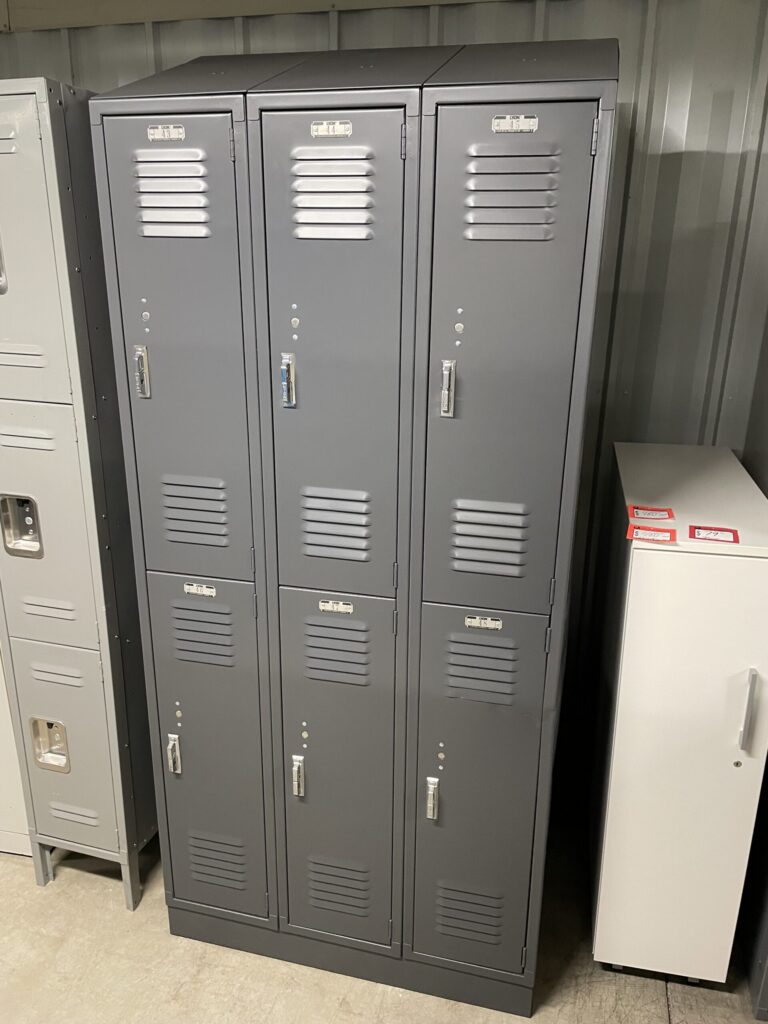 Charcoal 12"W x 158"D x 36"H (84" Overall) Double-Tier Lockers - New Surplus