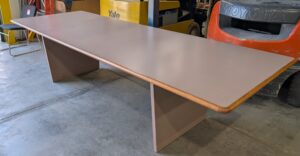Taupe Pink Laminate 120"x42" Conference Table w/ Medium Oak Trim - Used
