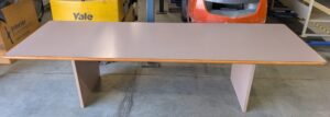 Alternative view of Taupe Pink Laminate 120"x42" Conference Table w/ Medium Oak Trim - Used