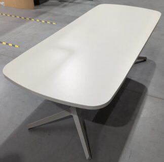 7'x35.5" Off-White Laminate Boat Shaped Conference Table - Used