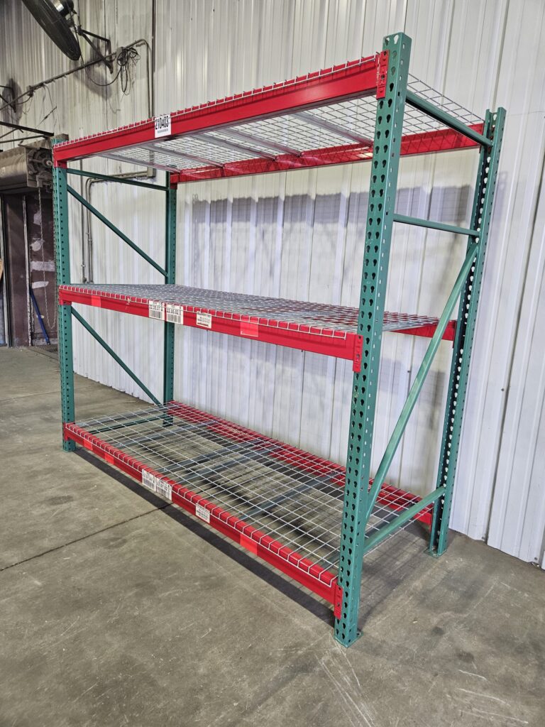 42" deep x 9' long Heavy Duty Teardrop Rack with Wire Decks - New & Used