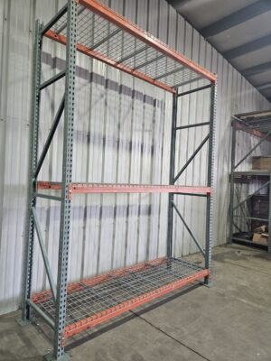 36"x104" (12'-0" Tall) Heavy Duty U-Punch Interlake Pallet Rack with Wire Decks - Used