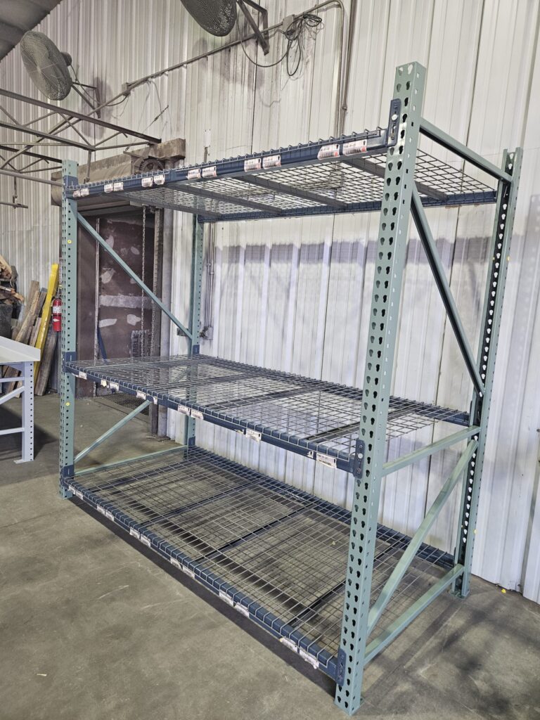 48" deep x 8' long Medium Duty Teardrop Rack with Used Outside Waterfall Wire Decks - New & Used