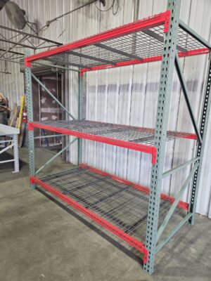 Alternative view of 48" deep x 8' long Medium Duty Teardrop Rack with Used Outside Waterfall Wire Decks - New & Used