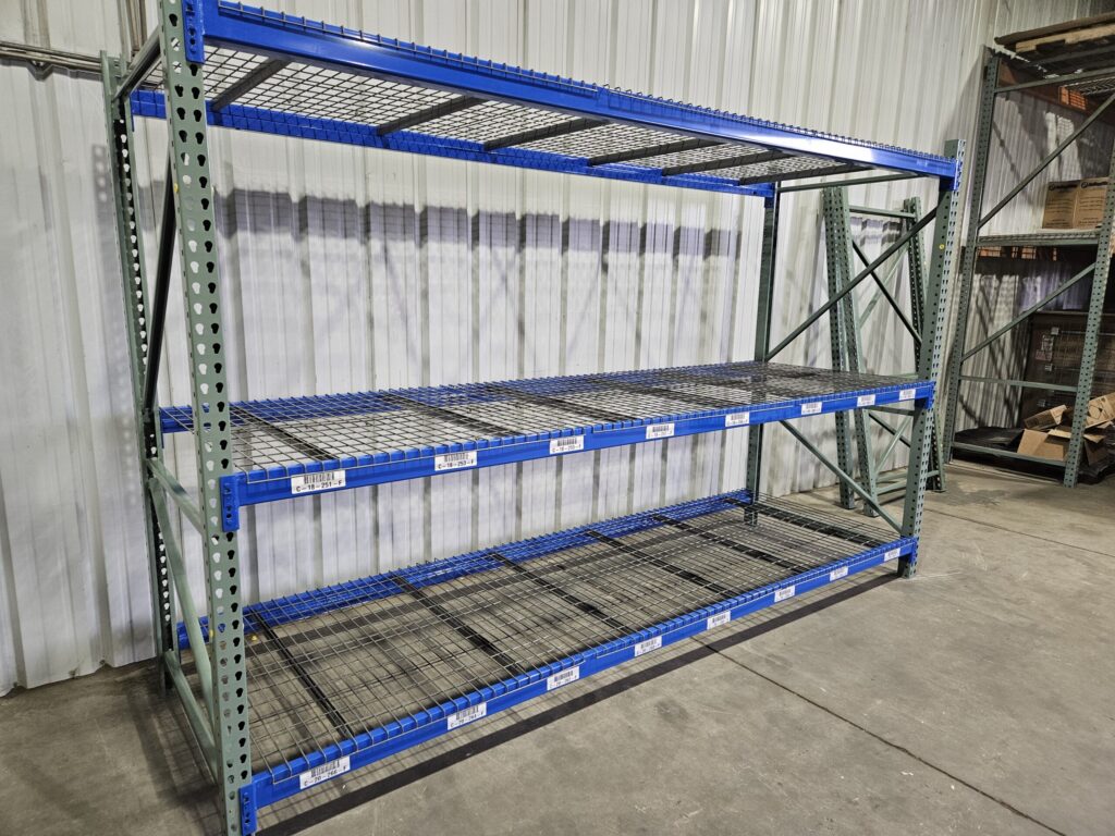48" deep x 12' long Medium Duty Teardrop Rack with Used Outside Waterfall Wire Decks - New & Used