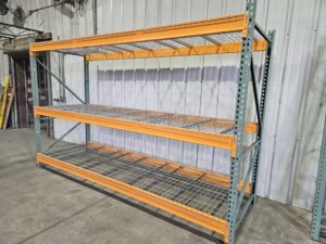 48" deep x 12' long Heavy Duty Teardrop Rack with New Wire Decks - New & Used