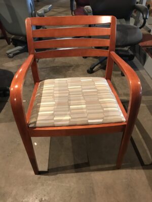 Gunlocke Cherry Framed Guest Chair w/Patterned Seat - Used