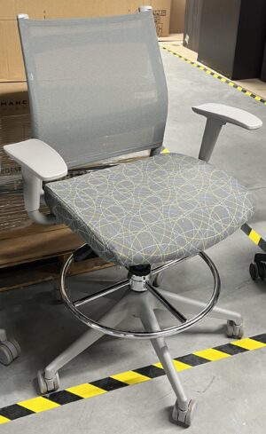 Sit-on-it "Wit" Stool w/ Gray Patterned Fabric - Used