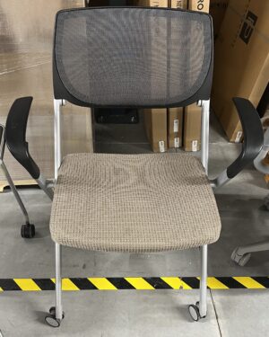 All-Steel Beige Fabric/Black Mesh Nesting Chair - Used