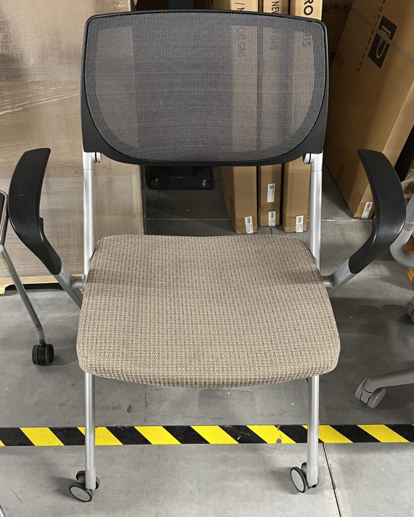 All-Steel Beige Fabric/Black Mesh Nesting Chair - Used