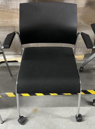 All-Seating Black Fabric Stack Chair w/ Arms - Used