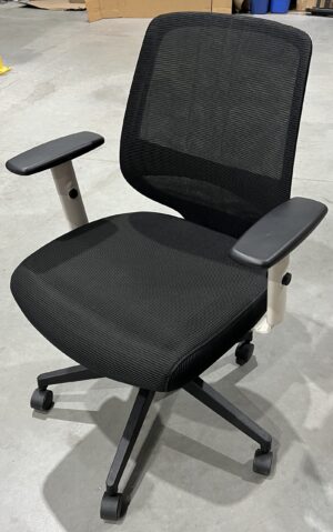 Compel "Ace" Black Fabric/White Frame w/ Black Mesh Task Chair - Used