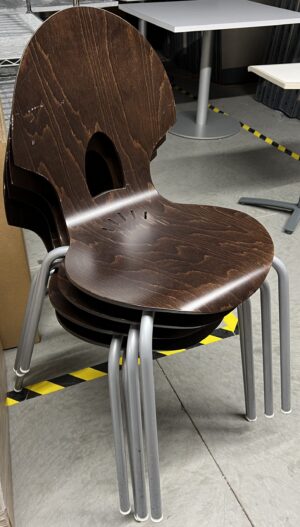 Dark Wood/Silver Stack Chair - Used