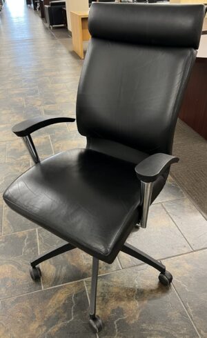 O.F.S. Black Leather Arm Chair - Used