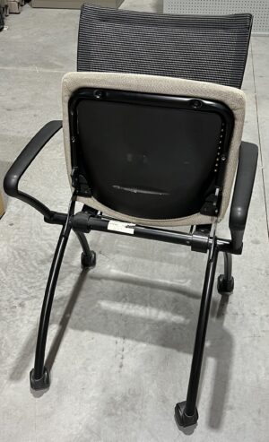 Alternative view of Haworth X99 Beige/Black Mesh Mobile Nesting Chair w/ Arms - Used