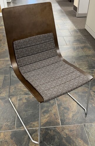 Walnut Stack Chair w/ Patterned Fabric Seat - Used