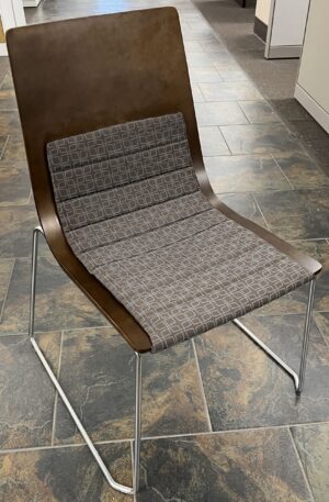 Walnut Stack Chair w/ Patterned Fabric Seat - Used