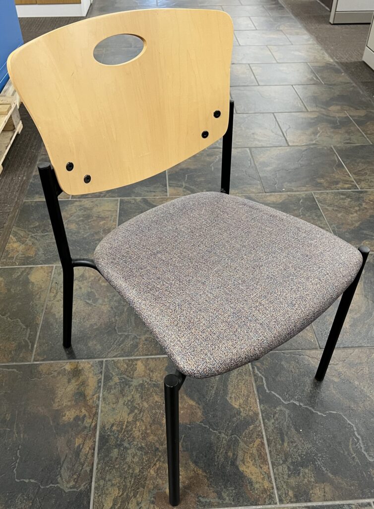 Armless Healthcare Vinyl Seat w/ Maple Veneer Back Visitor/Stack Chair - Used