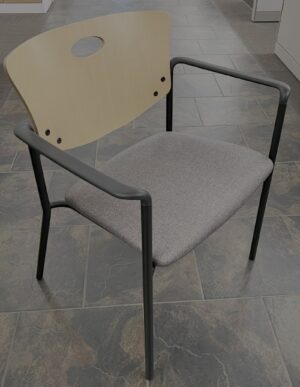 Healthcare Vinyl Seat w/ Maple Veneer Back Visitor/Stack Chair w/ Arms - Used