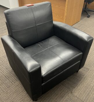 Black Bonded Leather Club Chair - Used