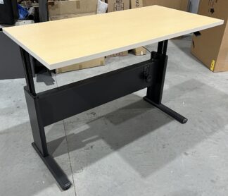 Knoll 58.5"x29.5" Maple/Black Manual Pneumatic Height Adjustable Table - Used