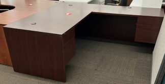 HON 10500 Series 6'x7' Mahogany Laminate L-Shaped Desk w/ Right Return - Used