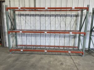 Alternative view of 30" deep x 12' long Light Duty Teardrop Rack with 3 Piece In-Lay Wire Decks - New & Used