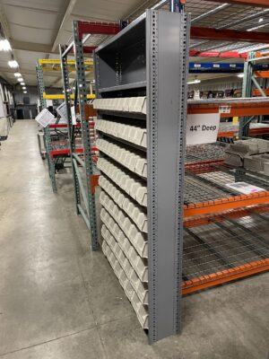 12"x 48" Closed Republic Brand Shelving Unit with 87 Parts Bins - Surplus - Image 3
